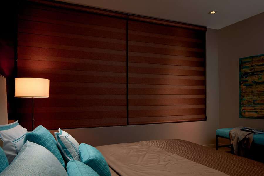 Bedroom near Renton, WA with designer banded shades