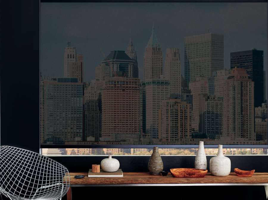 Penthouse in Bellevue, WA with custom designer screen shades