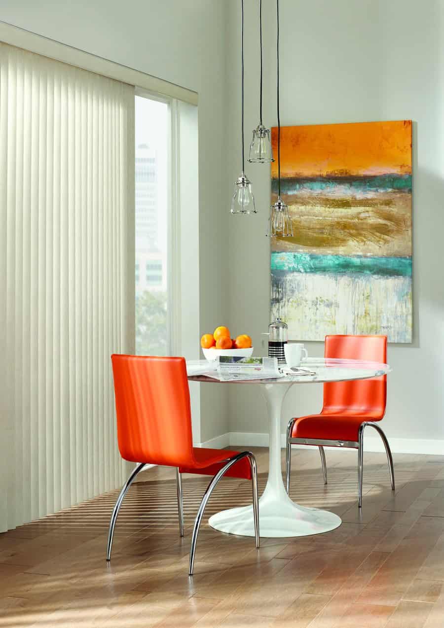 Dining area near Covington, WA with Somner vertical blinds