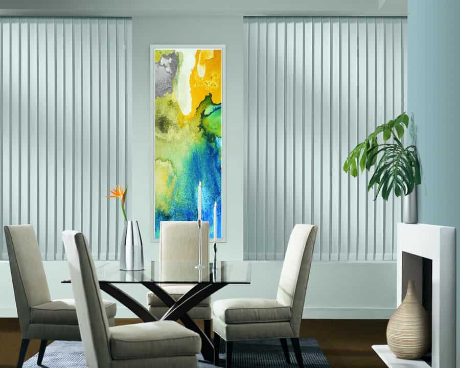 Dining room in Kent, WA with Somner vertical blinds