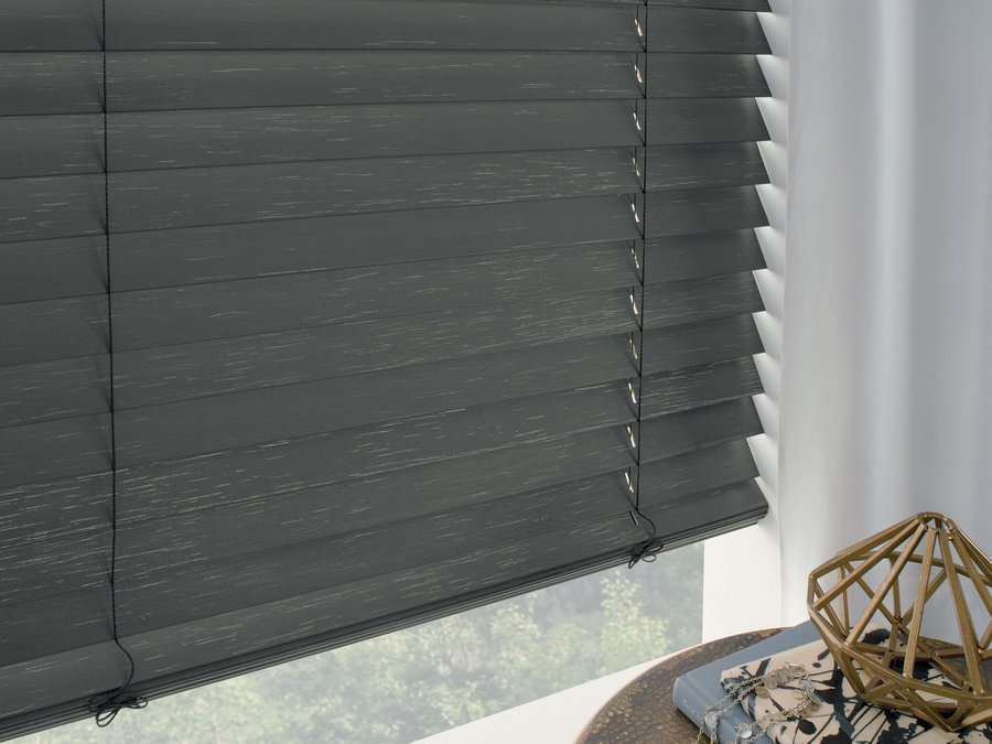 Window with Parkland wood blinds