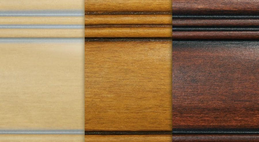 Different shades of hardwood shutters