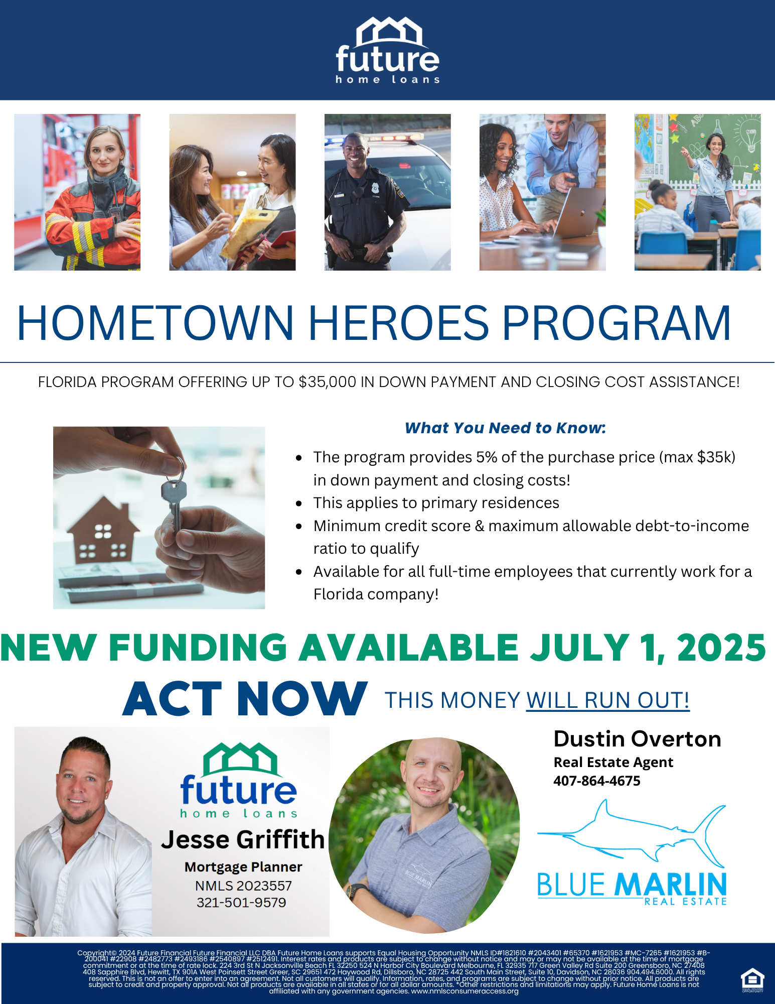 Florida Hometown Heroes Program 2025 down payment assistance for first-time homebuyers teachers veterans first responders