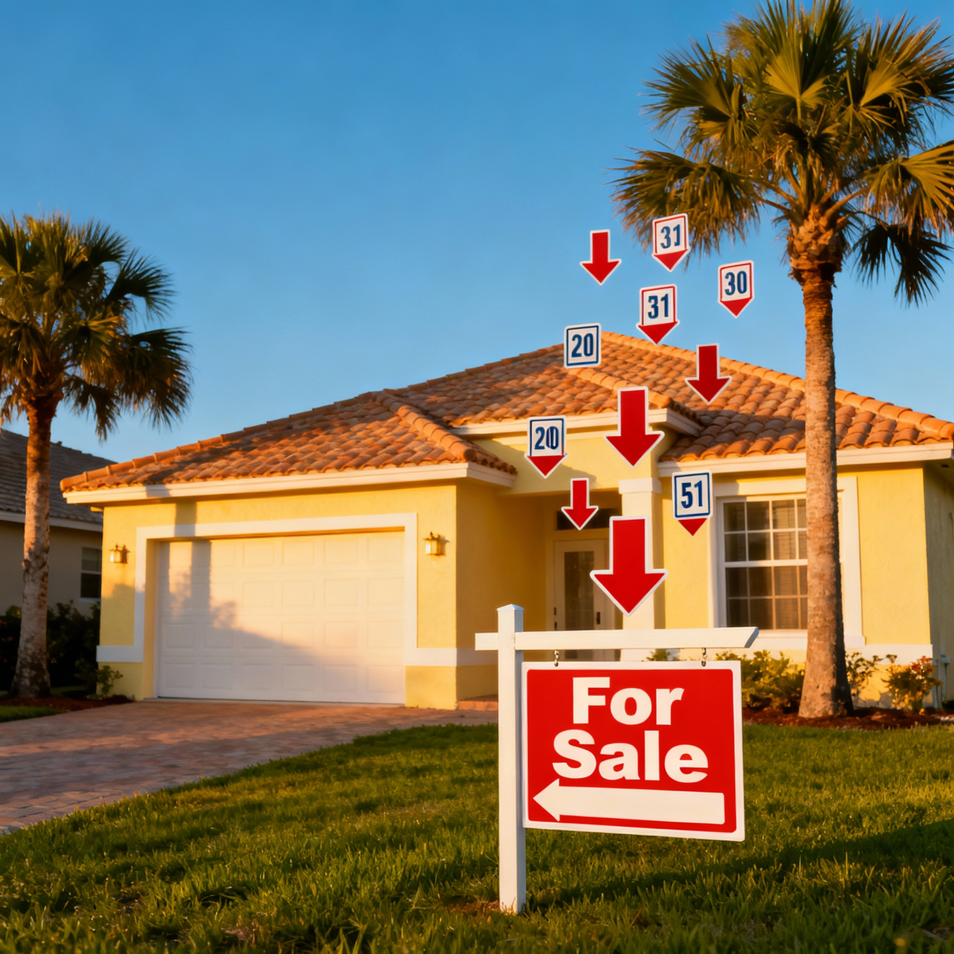 A yellow house with a 