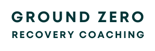 a logo for ground zero recovery coaching on a white background .