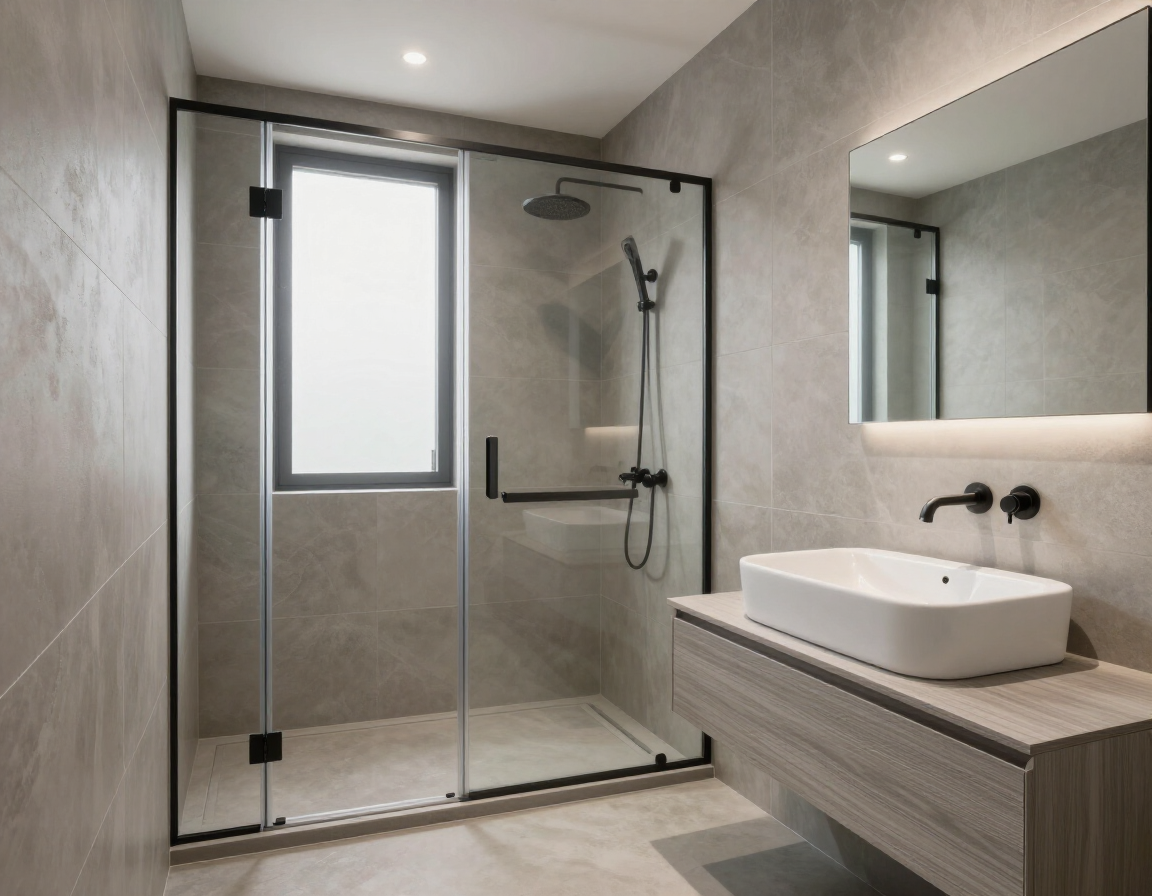 Modernized bathroom with tile work