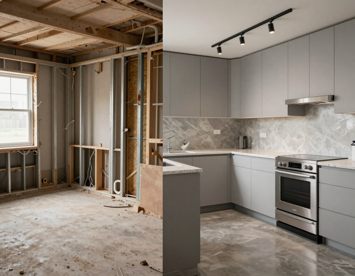 Gutted and refinished kitchen remodel