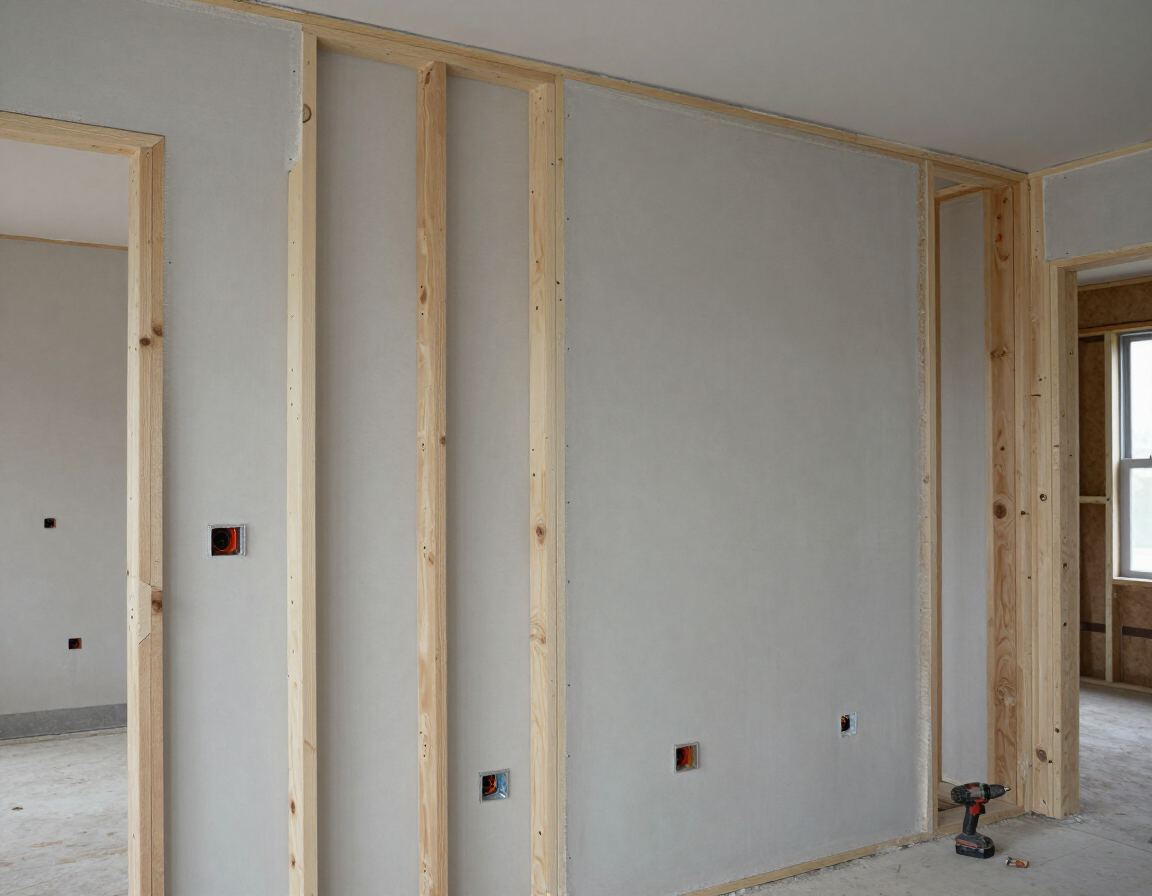 New drywall wall installation