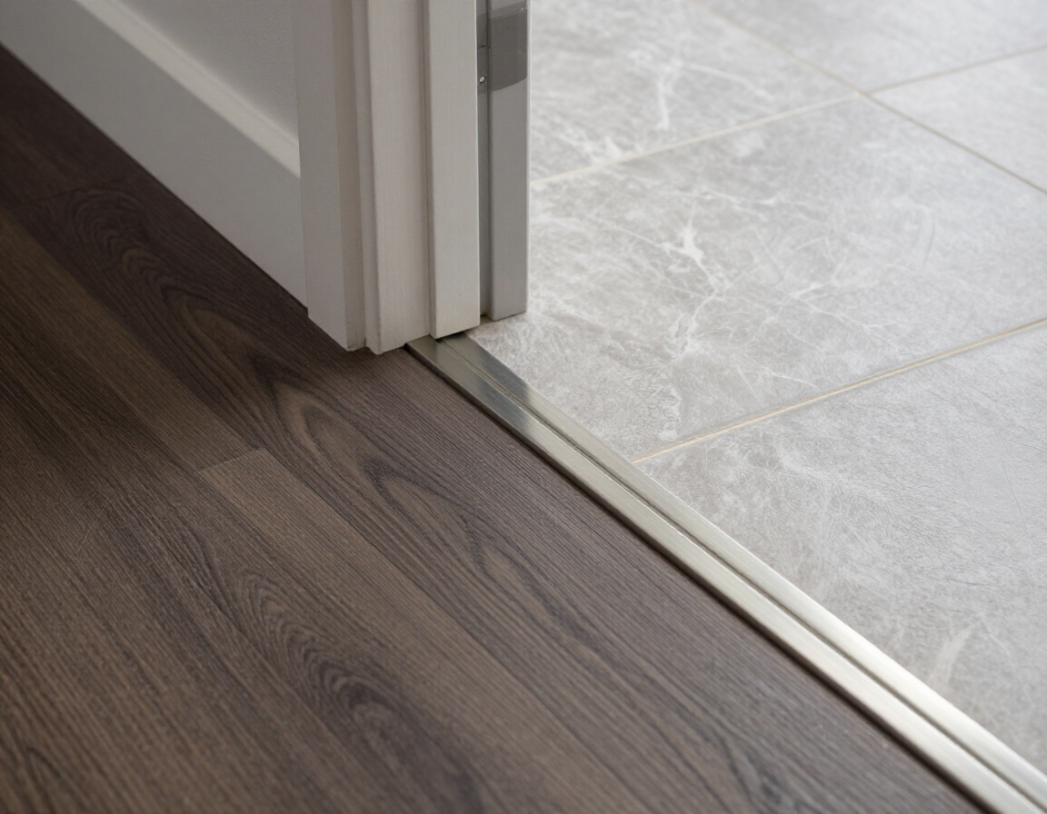 Flooring transition strip at doorway