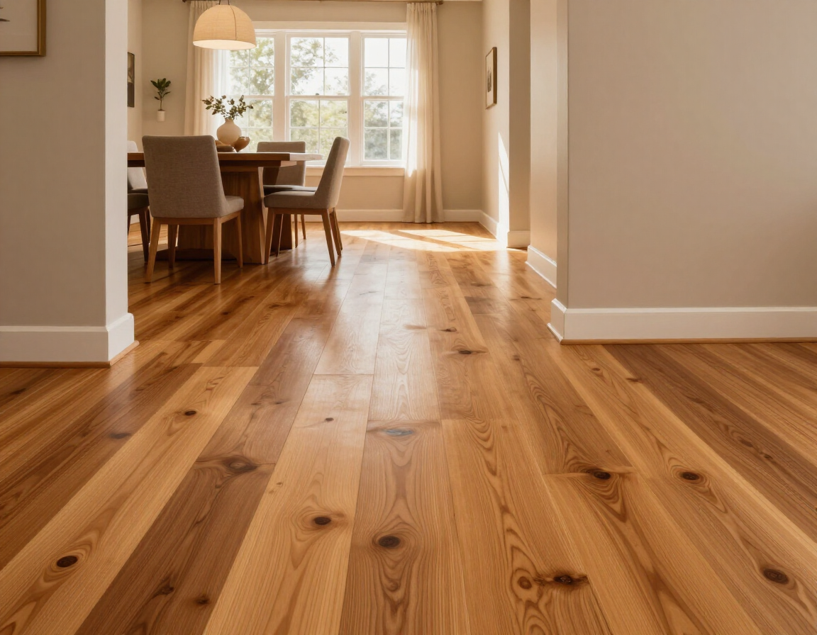 New hardwood flooring in open-plan dining area