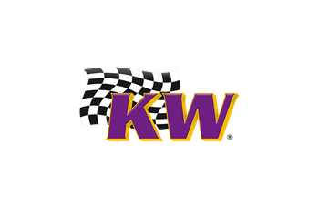 Logo KW Realty avec un drapeau à damier, des lettres violettes « KW » et un contour jaune.
