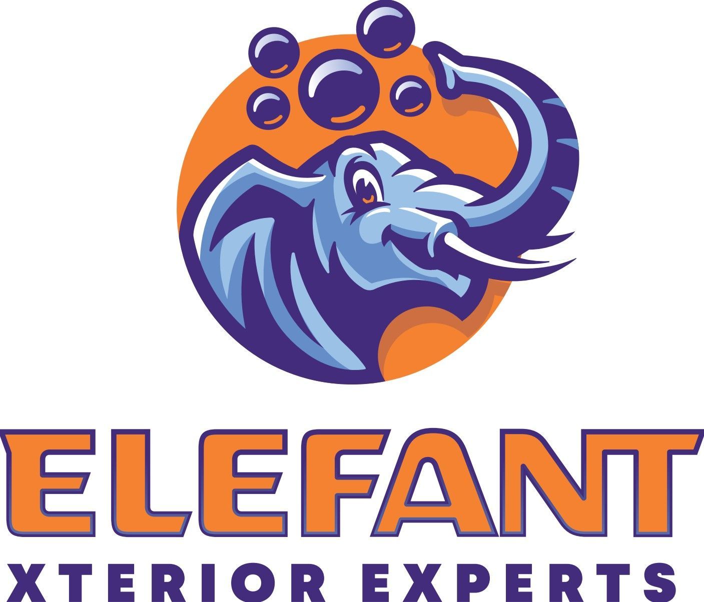 Hexagon logo with mountains, trees, and campfire in orange and blue. Company name is white.