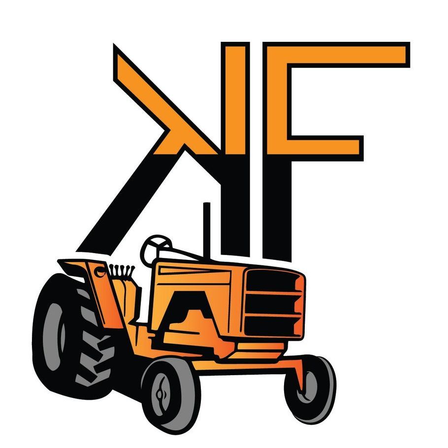 An orange tractor with the letter nf on it