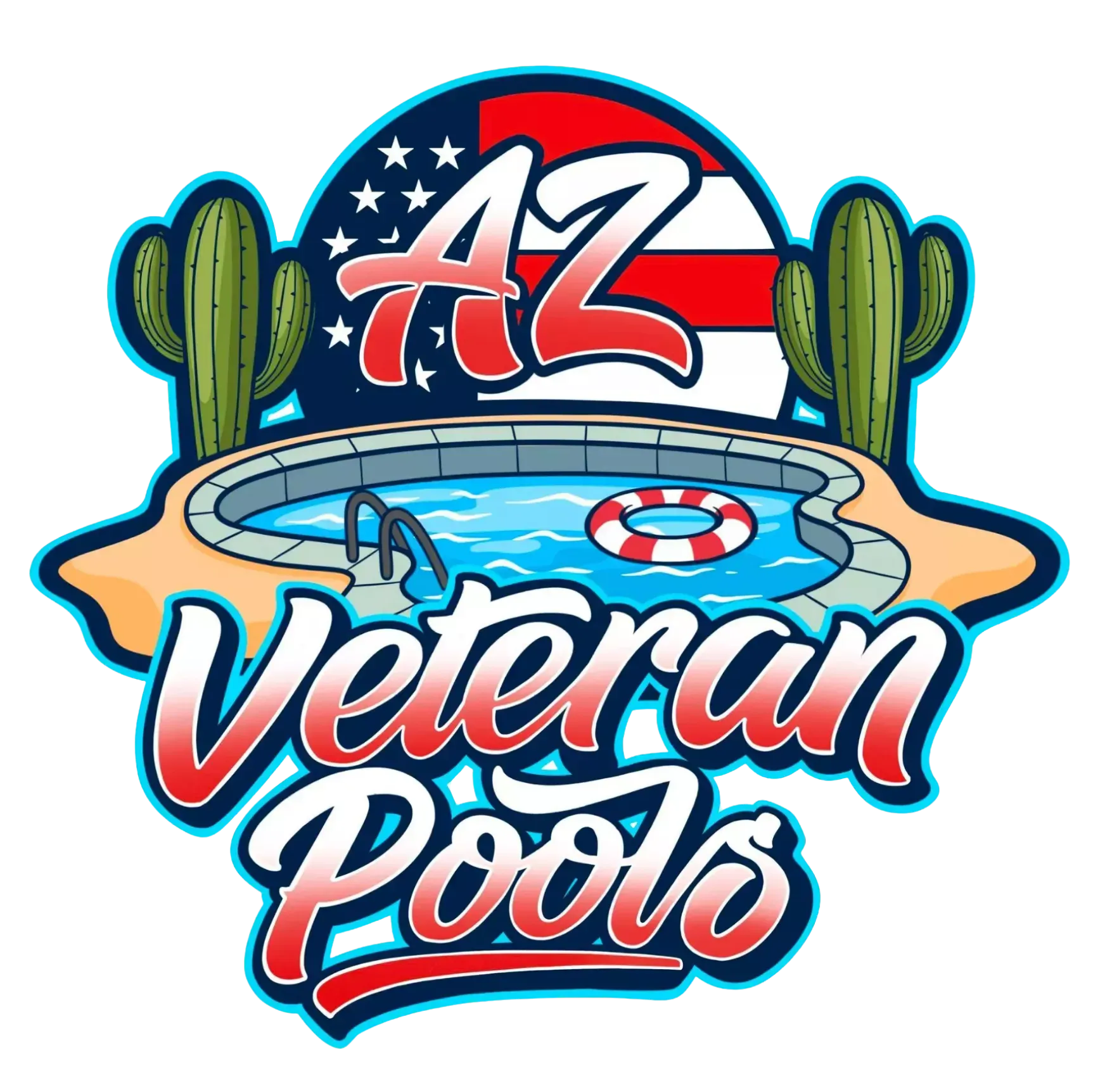 AZ Veteran Pools logo — veteran-owned pool service and repair company serving the Greater Phoenix Area