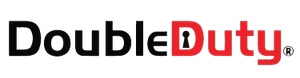 The double duty logo is red and black on a white background. The double duty logo is red and black on a white background.