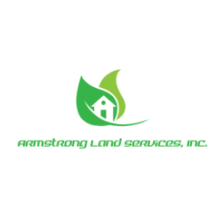 Logo for Armstrong Land Services, Inc. features a house silhouette within a green leaf, with company name below in green.