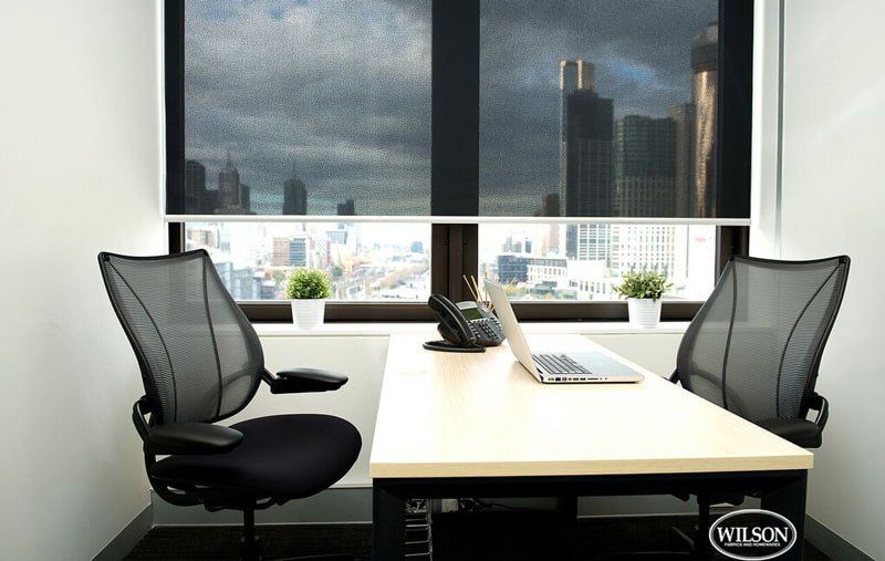 office with custom roller blinds