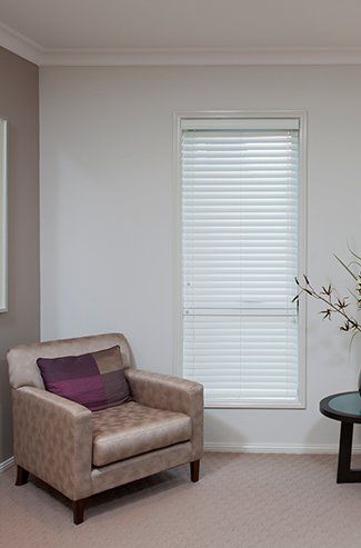 venetian blinds in living room