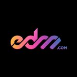A colorful logo for edm.com on a black background.
