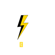 A yellow and black lightning bolt on a white background.