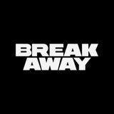 The logo for break away is white on a black background.