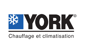 Un logo pour york chauffage et climatisation avec un flocon de neige dessus