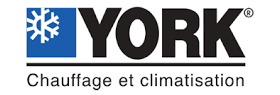 Un logo pour york chauffage et climatisation avec un flocon de neige dessus