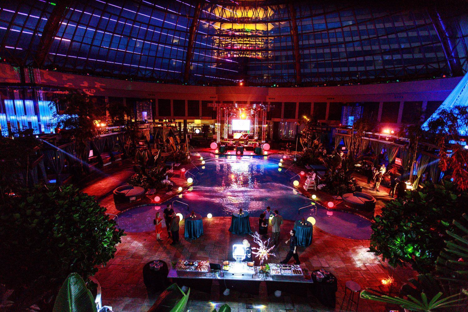 A large room with a lot of lights on it