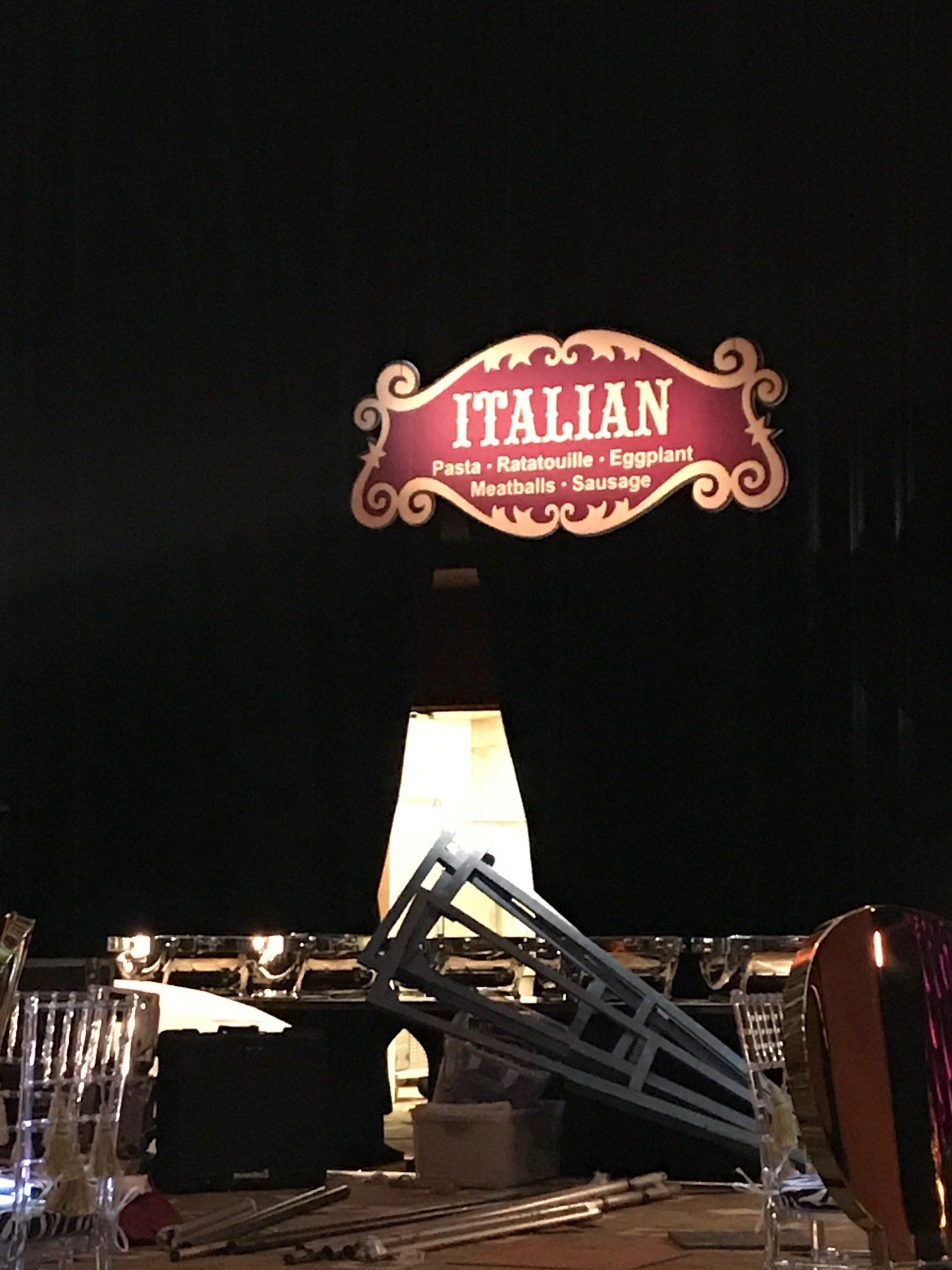 A restaurant with a sign that says italian on it