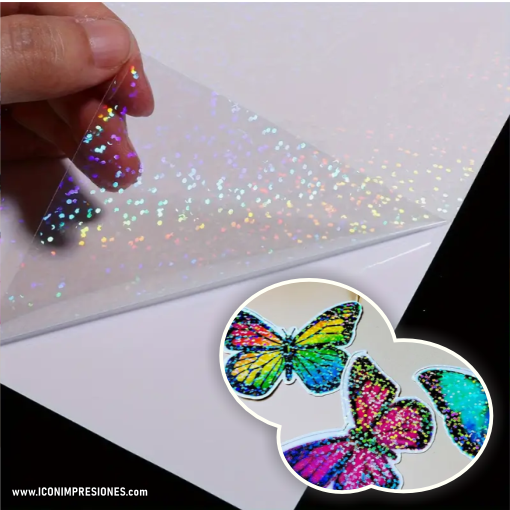 50 Hojas de Película de Vinilo Holográfico Brillante de Gran Formato