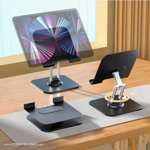 Soporte para tableta de aleación de aluminio, plegable, soporte para tableta con control central amortiguado