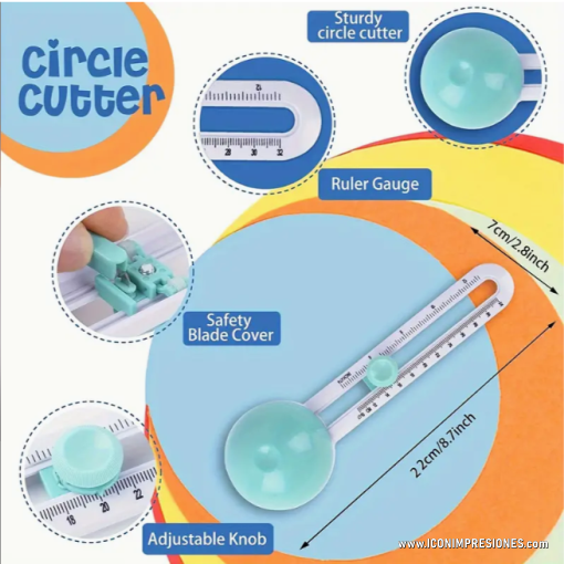 Cortador De Círculos Para Manualidades En Papel, Cartulinas, Papel Cascarón, Cartón para un corte preciso y de fácil uso