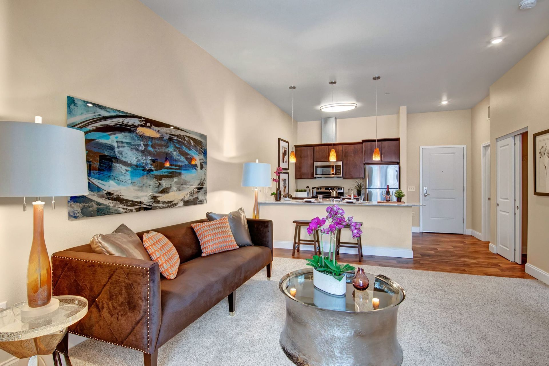 Living room at 4800 Excelsior in St. Louis Park, MN.