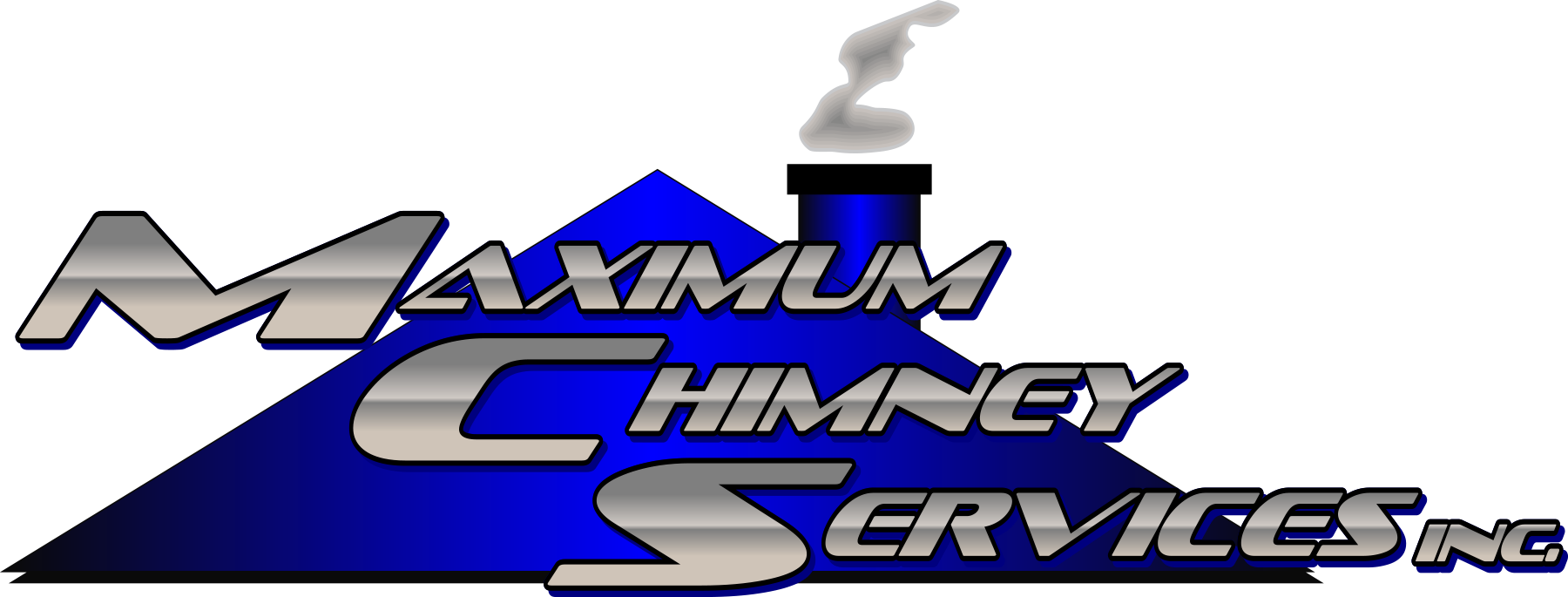 A logo for maximum chimney services shows a chimney with smoke coming out of it