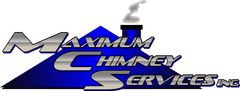 A logo for maximum chimney services shows a chimney with smoke coming out of it