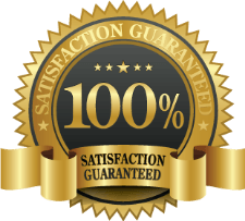 Ribbon displaying the words Satisfaction Guaranteed 100%