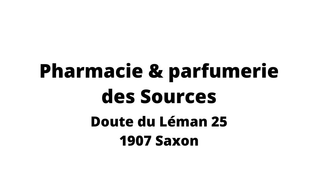 Un logo noir et blanc pour une pharmacie et parfumerie des sources.