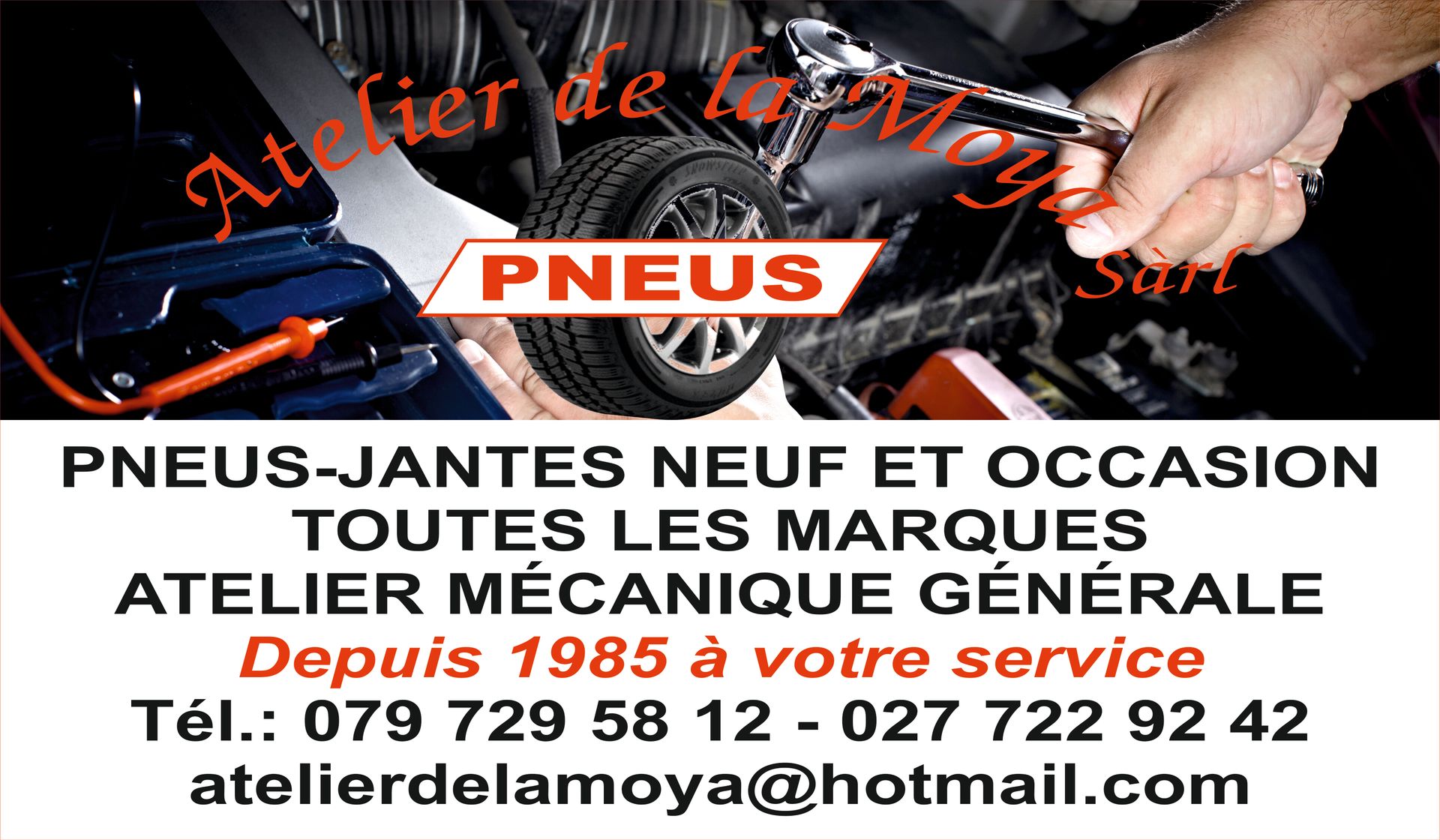 Une publicité pour des pneus montre une personne tenant un pneu