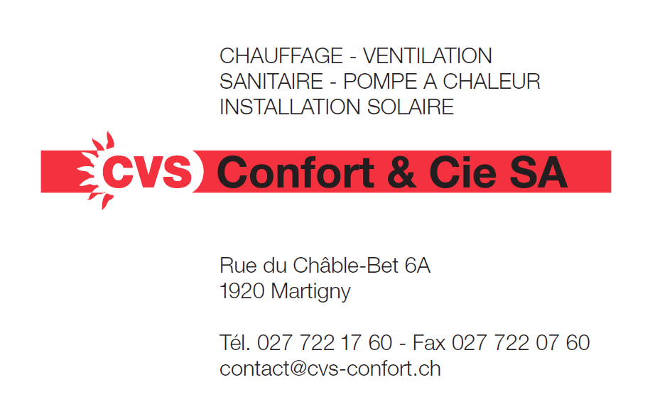Une carte de visite pour cvs confort & cie sa