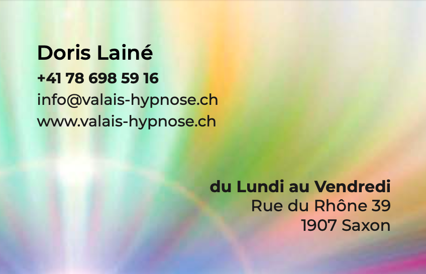 Une carte de visite pour doris laine avec un fond arc-en-ciel