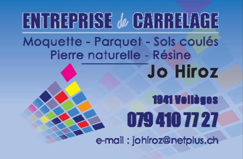 A colorful business card for entreprise de carrelage