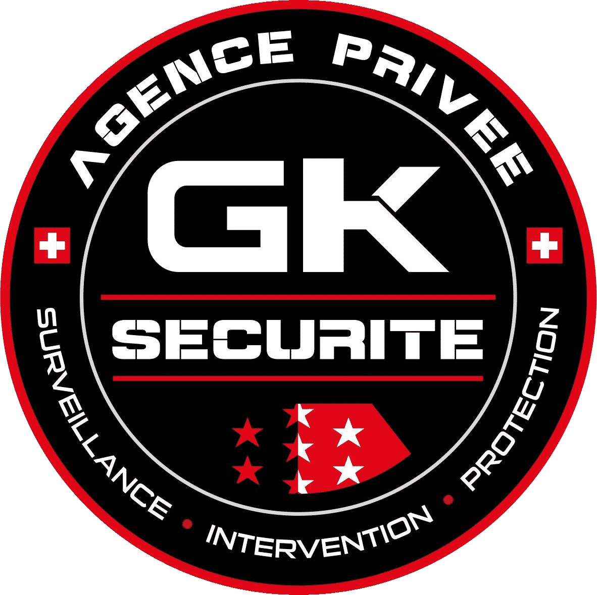 The logo for agence privee gk securite surveillance intervention protection