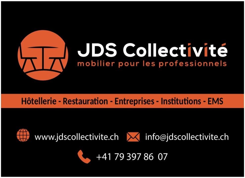 A black and orange logo for jds collectivité