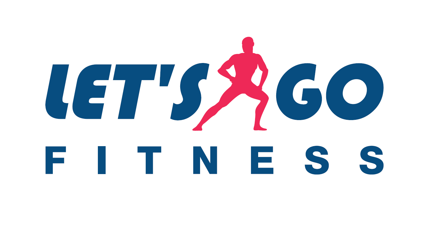 Un logo bleu et rouge pour let's go fitness