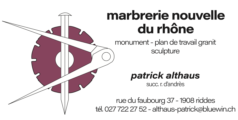 A business card for marbrerie nouvelle du rhone patrick althaus