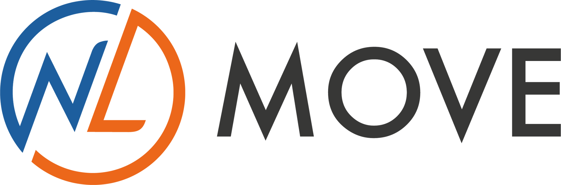 Un logo bleu et orange pour une entreprise appelée nl move.