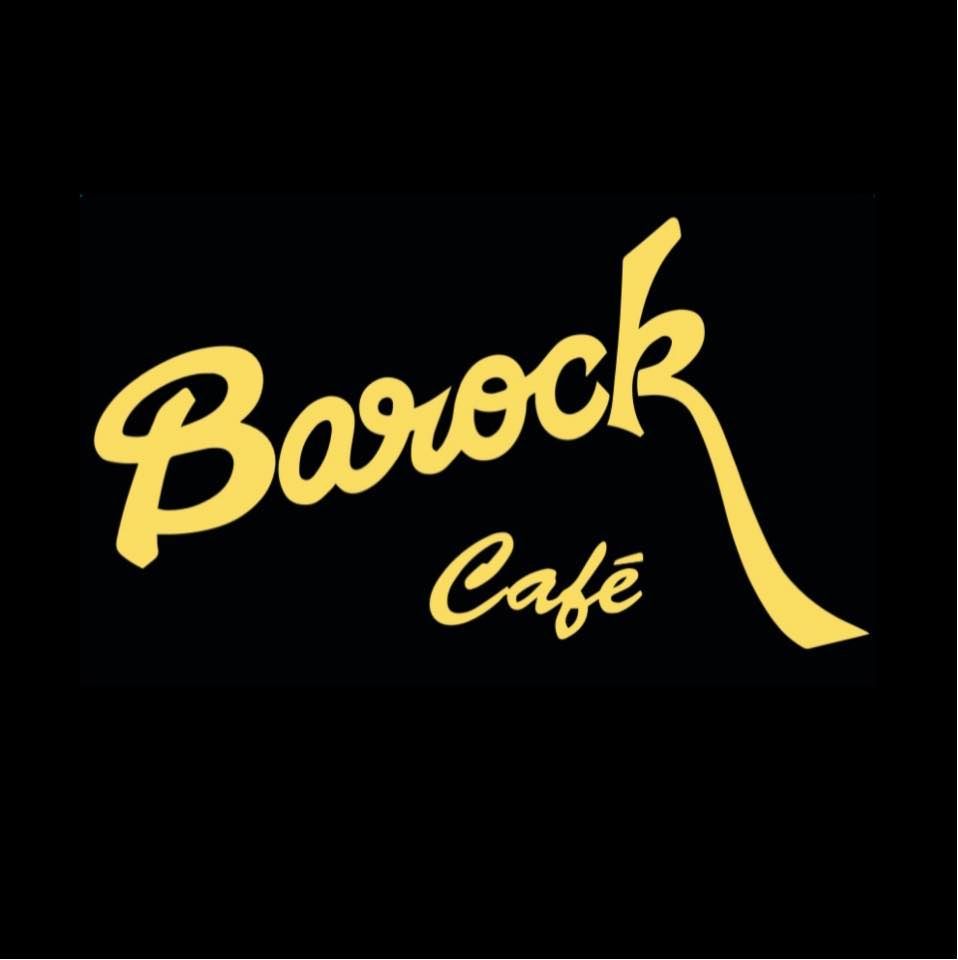 Le logo du café baroque est jaune sur fond noir