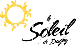 Un logo pour le soleil de dugny avec un soleil jaune sur fond blanc.