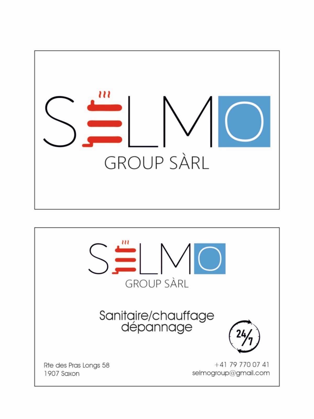 Quelques cartes de visite pour une société appelée selmo group sarl.
