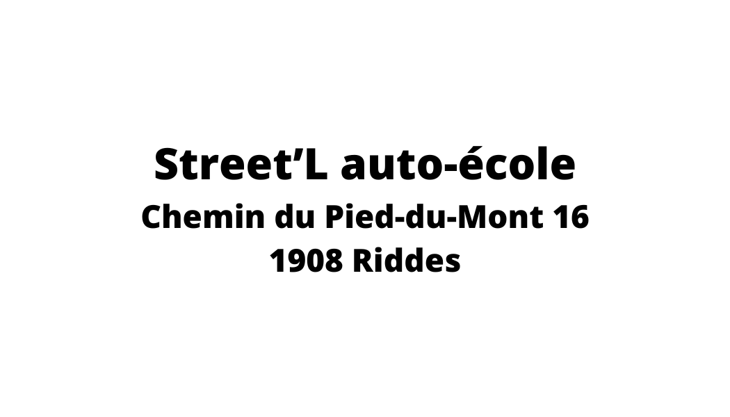 A black and white logo for street l auto-ecole chemin du pied-du-mont 16 1908 riddes.